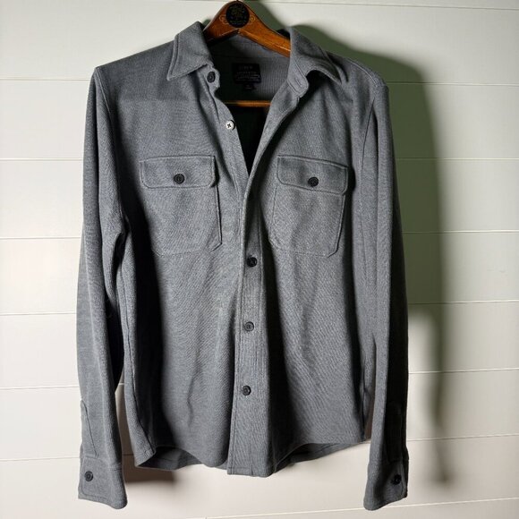 J. Crew Authentic Fleece Button Down, 2 Front Breast Pockets, Gray Sz. Small - Picture 1 of 7